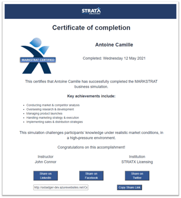 Certificate of completion